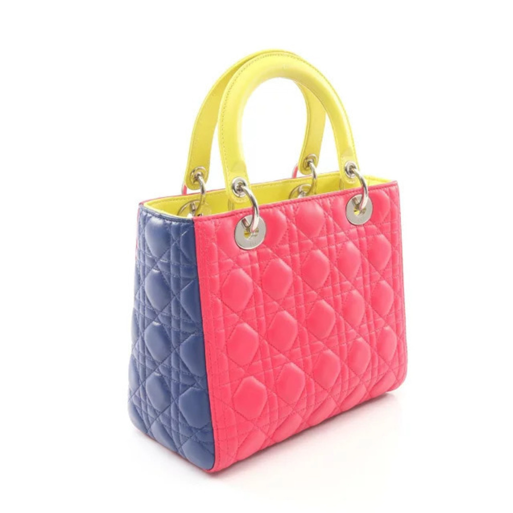 Dior Leather Cannage Bag Green Pink Handbag Blue LADY